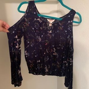 Navy blue cold shoulder top